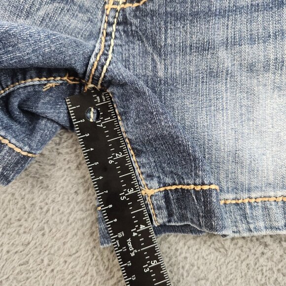 Y2K Women's Denim Micro Mini Shorts Size 5/6 Festival Booty Low Rise Embellished - Picture 8 of 10